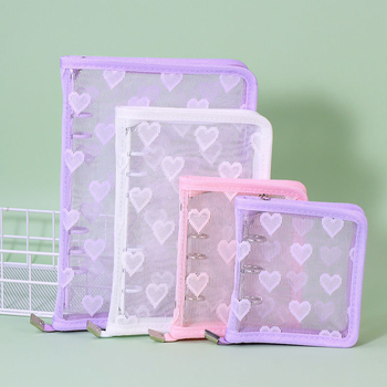 Λευκώματα με φύλλα χαλαρά, διαφανές PVC εξώφυλλο σε σχήμα καρδιάς, σύνδεση με 3 οπές