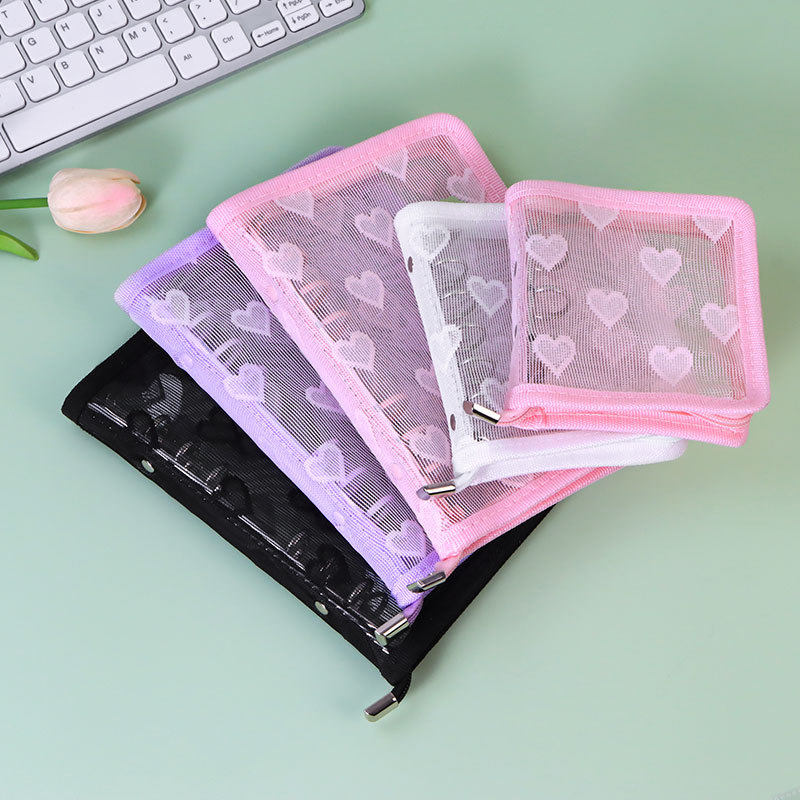 Λευκώματα με φύλλα χαλαρά, διαφανές PVC εξώφυλλο σε σχήμα καρδιάς, σύνδεση με 3 οπές