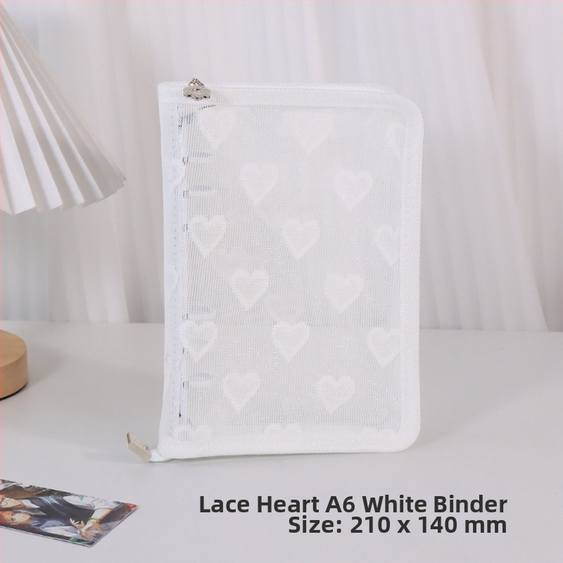 Λευκώματα με φύλλα χαλαρά, διαφανές PVC εξώφυλλο σε σχήμα καρδιάς, σύνδεση με 3 οπές