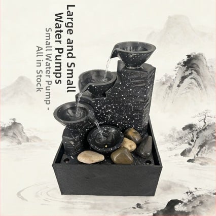 Fântână de birou pentru living și spațiul de lucru de acasă — ornament cu flux de apă pentru atragerea bogăției; materiale: plastic și rășină; categorie: meșteșuguri din rășină; cod produs: 6fhyfnt8