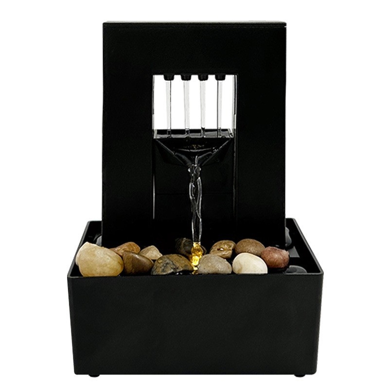 Fântână de birou pentru living și spațiul de lucru de acasă — ornament cu flux de apă pentru atragerea bogăției; materiale: plastic și rășină; categorie: meșteșuguri din rășină; cod produs: 6fhyfnt8