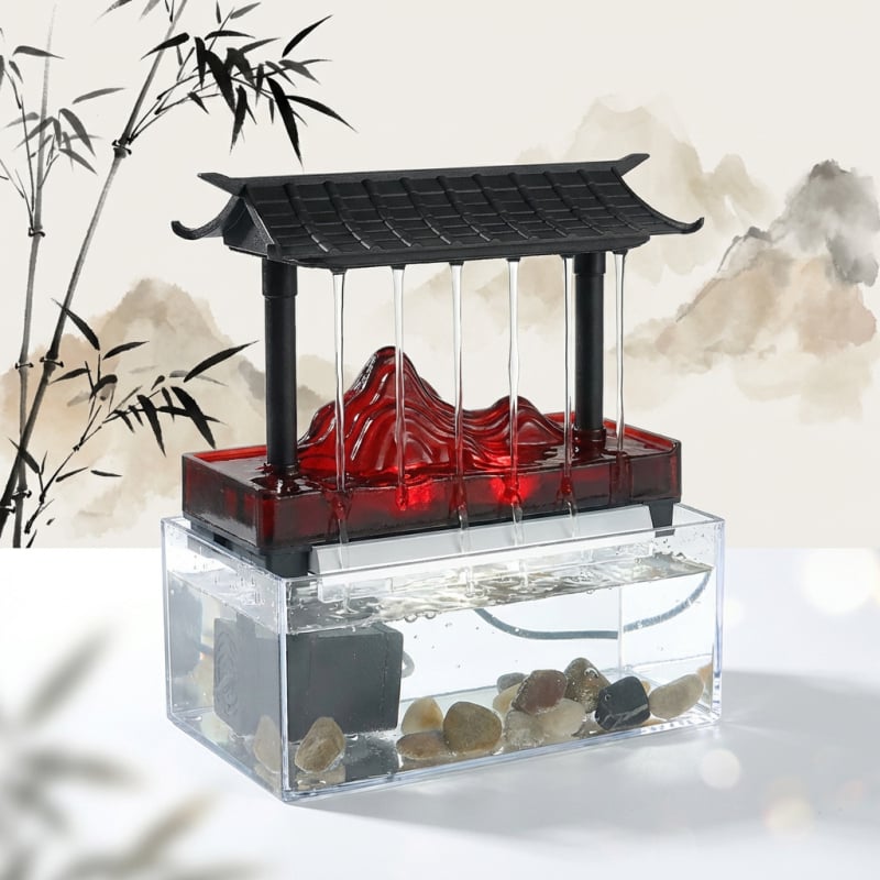 Fântână de birou pentru living și spațiul de lucru de acasă — ornament cu flux de apă pentru atragerea bogăției; materiale: plastic și rășină; categorie: meșteșuguri din rășină; cod produs: 6fhyfnt8