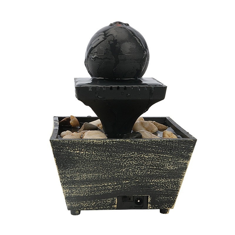 Fântână de birou pentru living și spațiul de lucru de acasă — ornament cu flux de apă pentru atragerea bogăției; materiale: plastic și rășină; categorie: meșteșuguri din rășină; cod produs: 6fhyfnt8