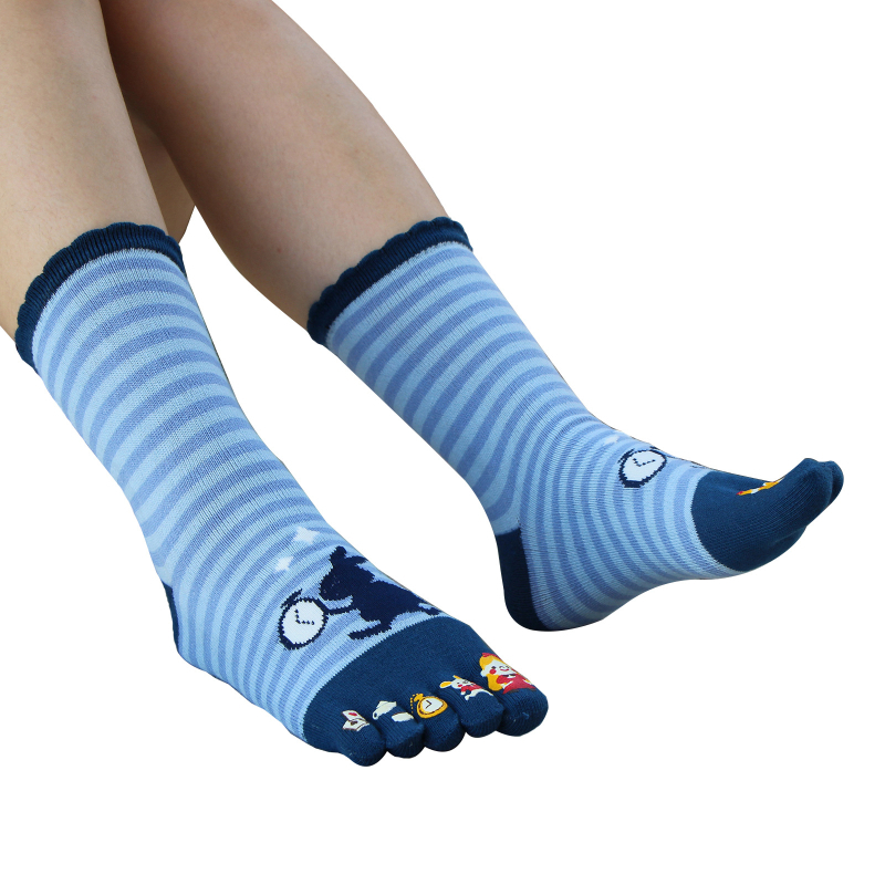 Женски чорапи с пет пръста, 100% памук, попиване на пот, против триене, средна дължина, за всички сезони