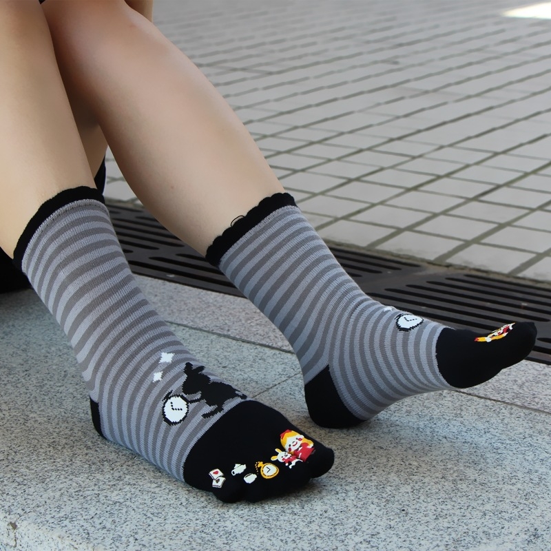 Женски чорапи с пет пръста, 100% памук, попиване на пот, против триене, средна дължина, за всички сезони