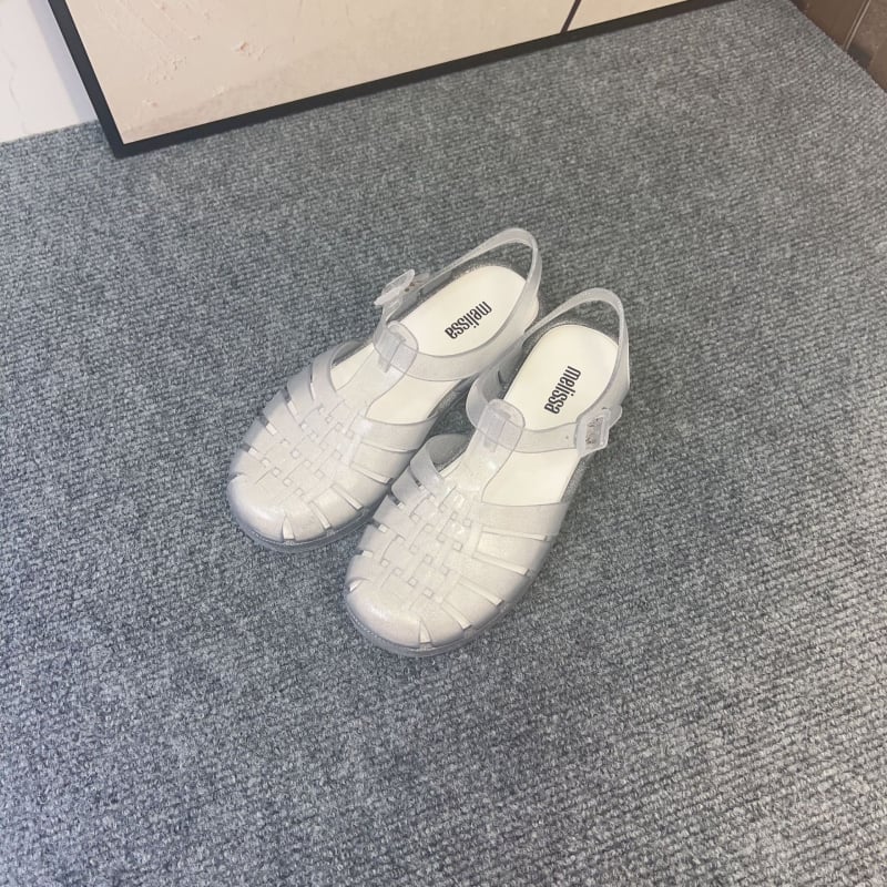 Γυναικείες ρωμαϊκές σανδάλια, PVC κατασκευή, σόλα με έγχυση, στρογγισμένος δάχτυλος, χαμηλό προφίλ, επίπεδη φτέρνα