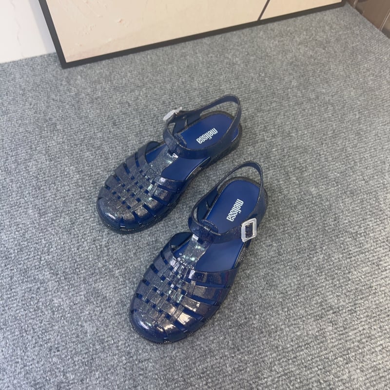 Γυναικείες ρωμαϊκές σανδάλια, PVC κατασκευή, σόλα με έγχυση, στρογγισμένος δάχτυλος, χαμηλό προφίλ, επίπεδη φτέρνα