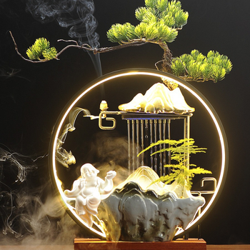 Kerámiából készült Zen asztali vízesés ködösítő párásítóval, decalokkal és mázzal, injekciós öntéssel