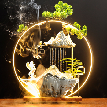 Kerámiából készült Zen asztali vízesés ködösítő párásítóval, decalokkal és mázzal, injekciós öntéssel