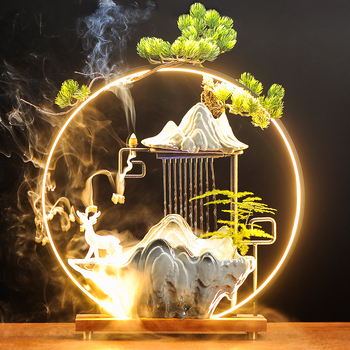 Kerámiából készült Zen asztali vízesés ködösítő párásítóval, decalokkal és mázzal, injekciós öntéssel