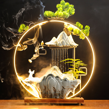 Kerámiából készült Zen asztali vízesés ködösítő párásítóval, decalokkal és mázzal, injekciós öntéssel