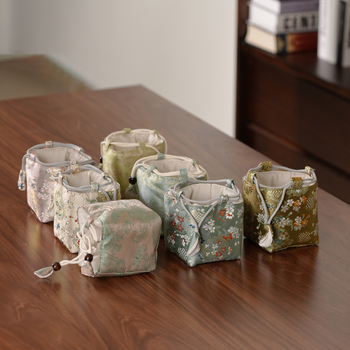 Tea készlet tároló táska — kocka alakú textil szervező, modell 01158, többfunkciós utazáshoz