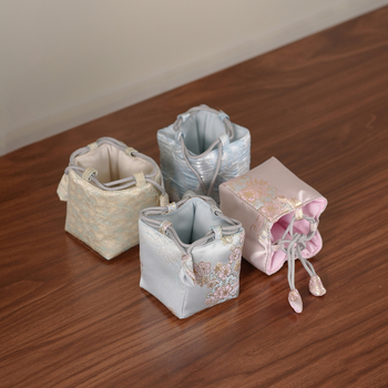 Tea készlet tároló táska — kocka alakú textil szervező, modell 01158, többfunkciós utazáshoz