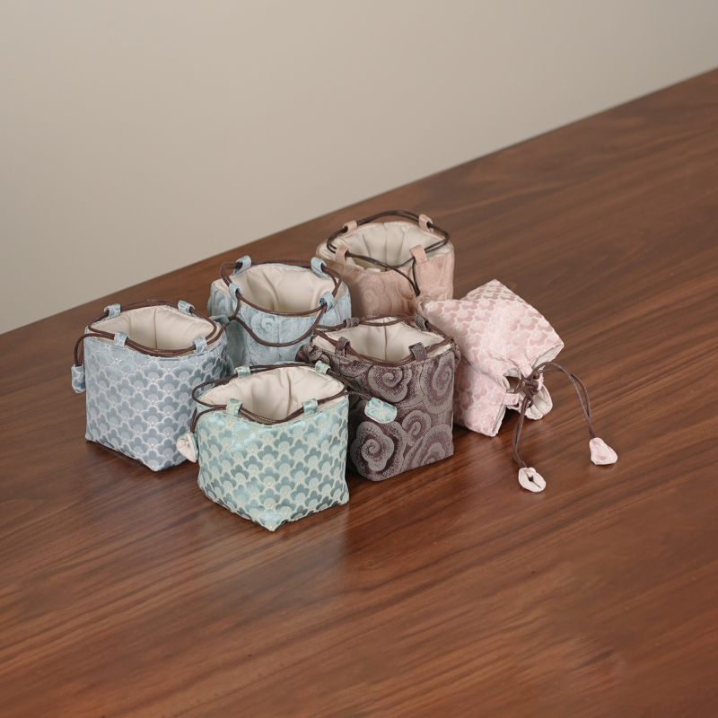 Tea készlet tároló táska — kocka alakú textil szervező, modell 01158, többfunkciós utazáshoz