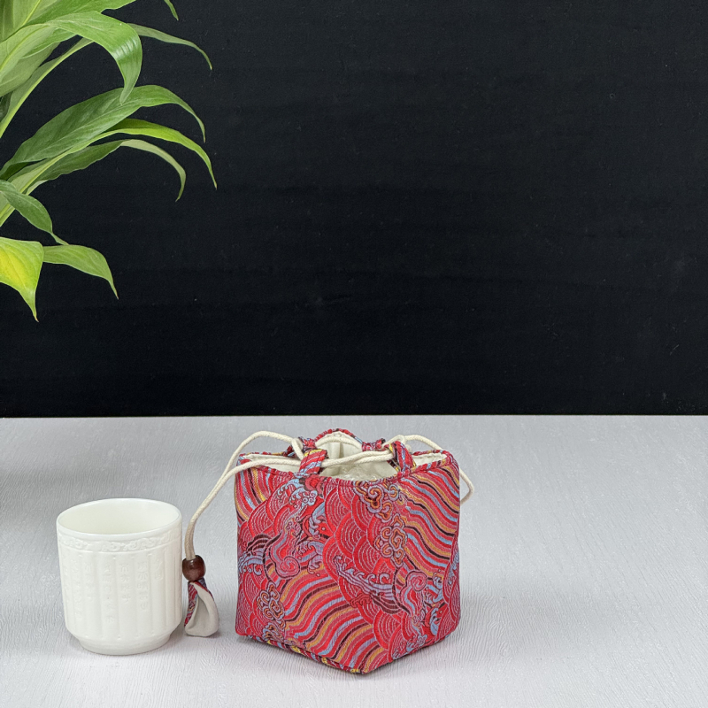 Tea készlet tároló táska — kocka alakú textil szervező, modell 01158, többfunkciós utazáshoz