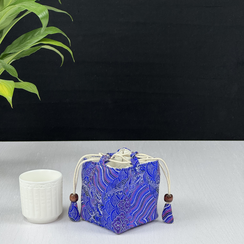 Tea készlet tároló táska — kocka alakú textil szervező, modell 01158, többfunkciós utazáshoz