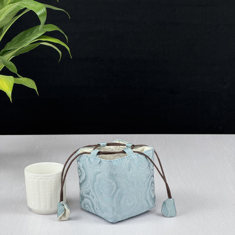 Tea készlet tároló táska — kocka alakú textil szervező, modell 01158, többfunkciós utazáshoz