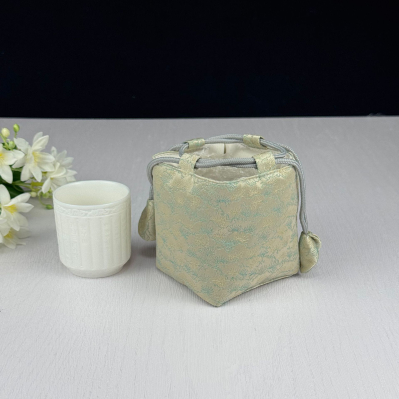 Tea készlet tároló táska — kocka alakú textil szervező, modell 01158, többfunkciós utazáshoz