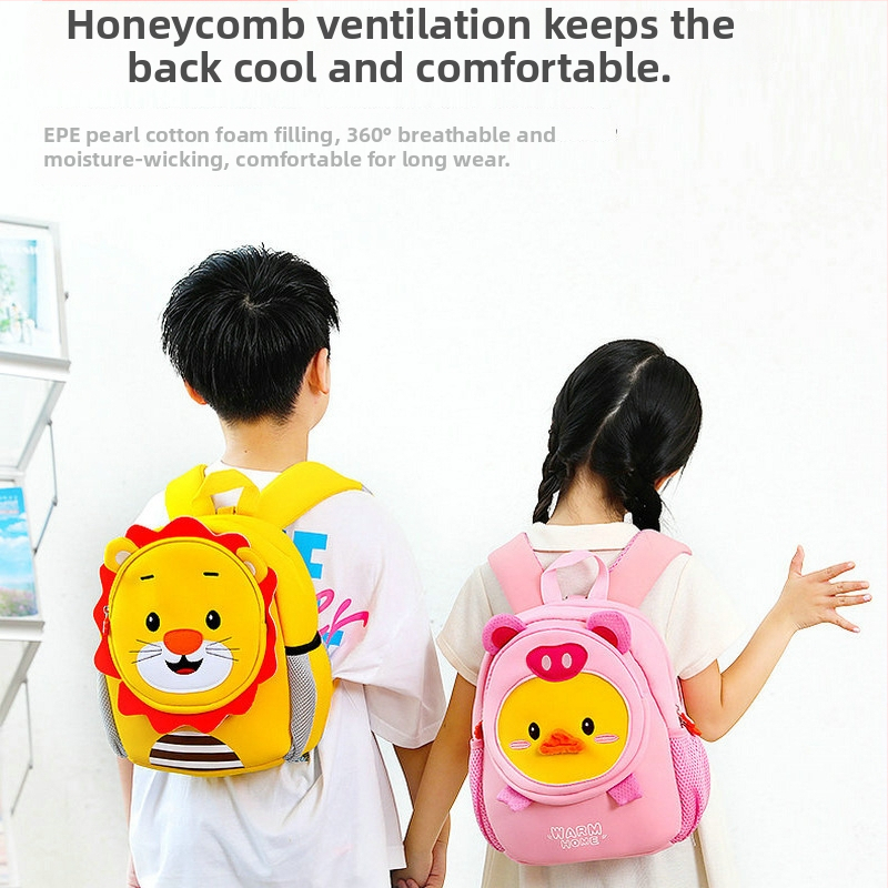 Detský batoh do škôlky s dinosaurom, unisex, dýchajúci materiál diving cloth, popruhy s vzdušným vankúšom, vzor zvierat