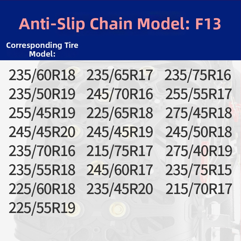 Lanț de zăpadă din cauciuc, anti-derapant, pentru mașini, SUV, microbuze și MPV, universal pentru anvelope 165-285, greutate 4-7 kg