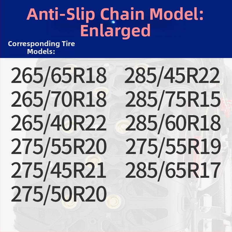 Lanț de zăpadă din cauciuc, anti-derapant, pentru mașini, SUV, microbuze și MPV, universal pentru anvelope 165-285, greutate 4-7 kg
