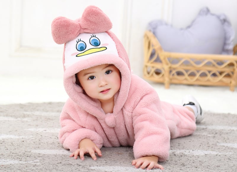 Unisex βρεφικό ολόσωμο φορμάκι με κουκούλα, μακριά μανίκια, ύφασμα φλανελ πολυεστέρα – για άνοιξη, φθινοπωρο και χειμώνα, μάρκα Tolo Rabbit