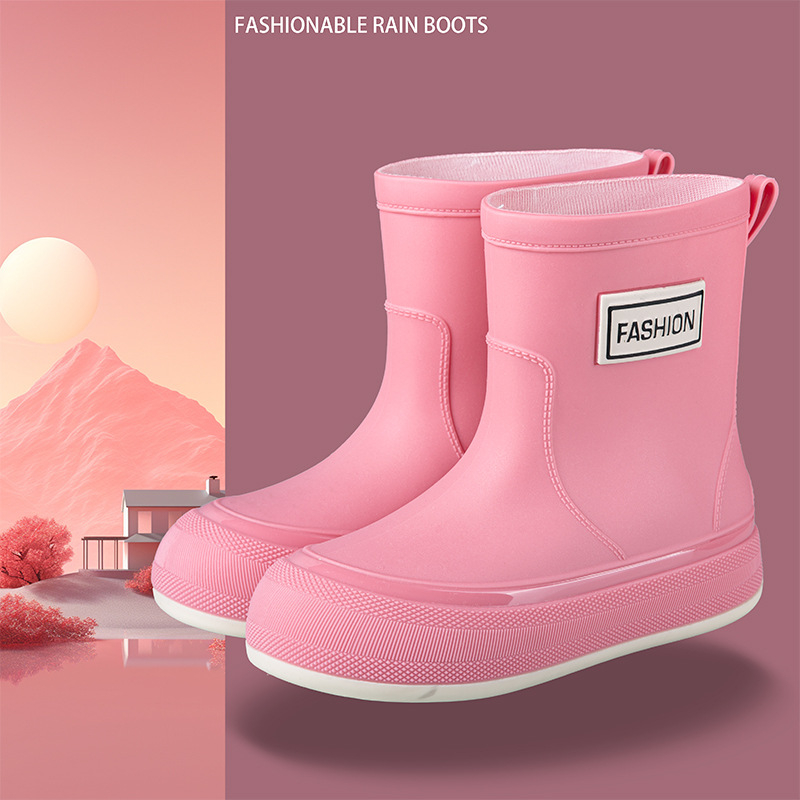 Γυναικείες αδιάβροχες PVC μπότες βροχής, κοντός σωλήνας, αντιολισθητική σόλα, 1–3 cm τακούνι, τεσσάρων εποχών