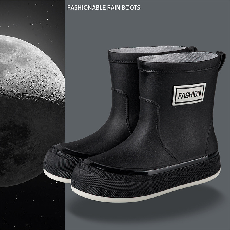 Γυναικείες αδιάβροχες PVC μπότες βροχής, κοντός σωλήνας, αντιολισθητική σόλα, 1–3 cm τακούνι, τεσσάρων εποχών