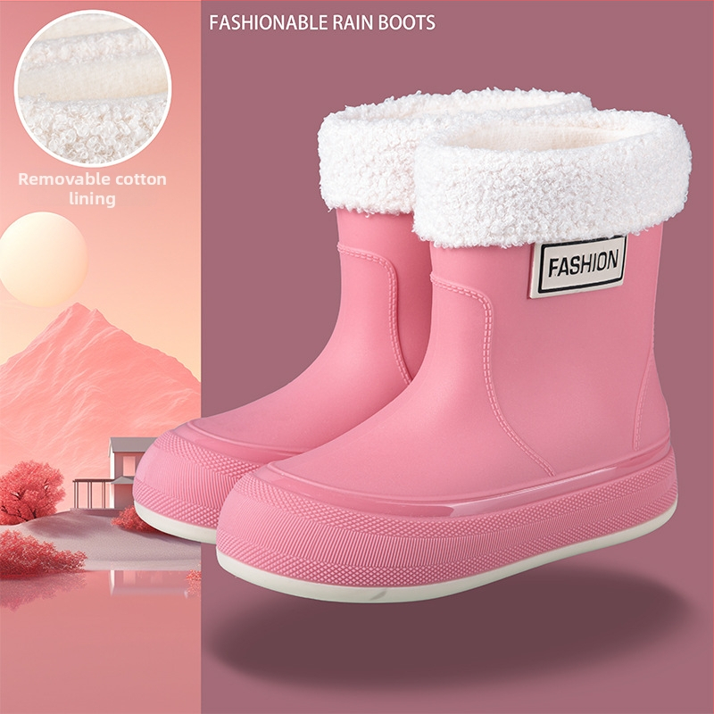 Γυναικείες αδιάβροχες PVC μπότες βροχής, κοντός σωλήνας, αντιολισθητική σόλα, 1–3 cm τακούνι, τεσσάρων εποχών