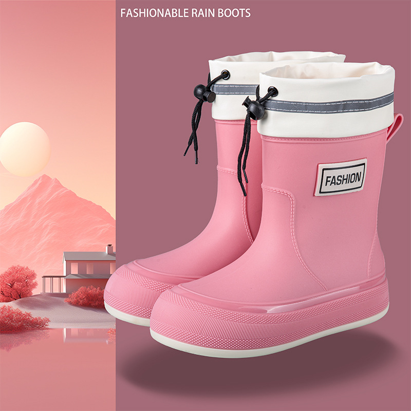 Γυναικείες αδιάβροχες PVC μπότες βροχής, κοντός σωλήνας, αντιολισθητική σόλα, 1–3 cm τακούνι, τεσσάρων εποχών