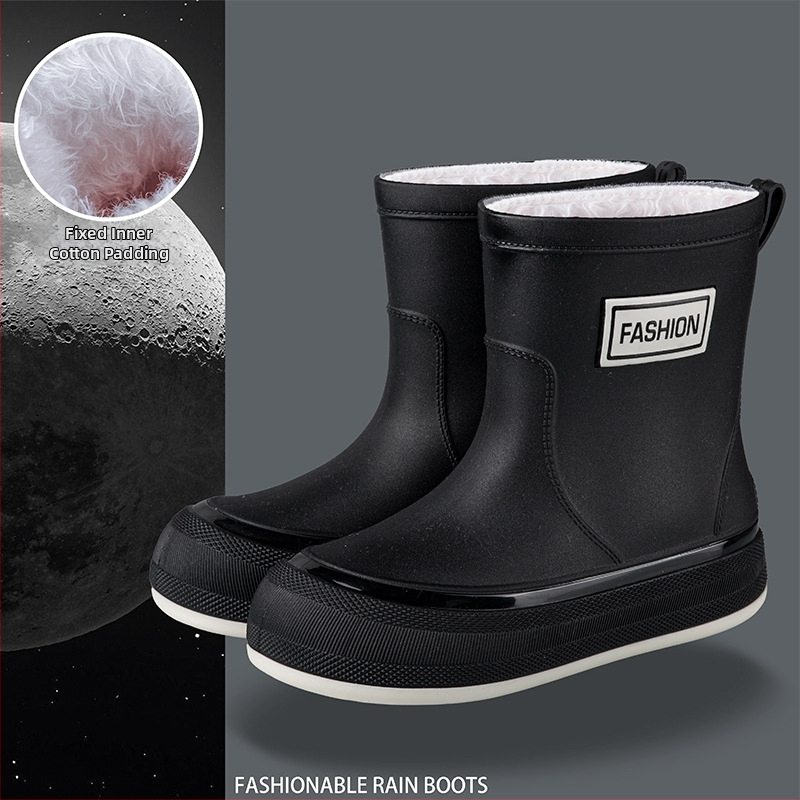 Γυναικείες αδιάβροχες PVC μπότες βροχής, κοντός σωλήνας, αντιολισθητική σόλα, 1–3 cm τακούνι, τεσσάρων εποχών