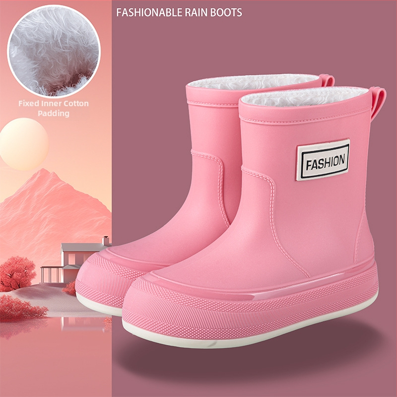 Γυναικείες αδιάβροχες PVC μπότες βροχής, κοντός σωλήνας, αντιολισθητική σόλα, 1–3 cm τακούνι, τεσσάρων εποχών