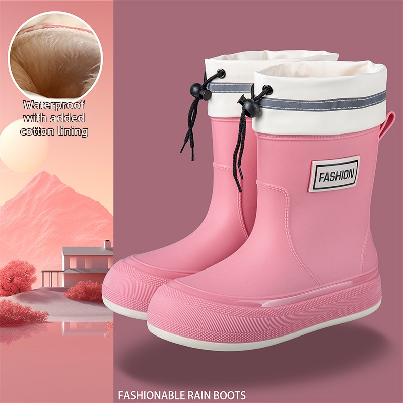 Γυναικείες αδιάβροχες PVC μπότες βροχής, κοντός σωλήνας, αντιολισθητική σόλα, 1–3 cm τακούνι, τεσσάρων εποχών