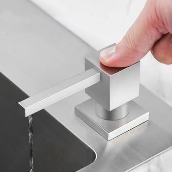 Диспенсър за сапун за кухненска мивка – голям капацитет, механизъм за натискане, корпус от мед и неръждаема стомана с бутилка ПЭ