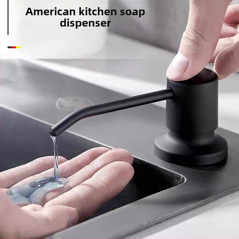 Диспенсър за сапун за кухненска мивка – голям капацитет, механизъм за натискане, корпус от мед и неръждаема стомана с бутилка ПЭ