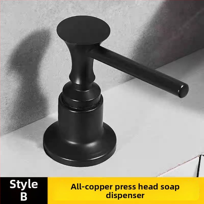 Диспенсър за сапун за кухненска мивка – голям капацитет, механизъм за натискане, корпус от мед и неръждаема стомана с бутилка ПЭ