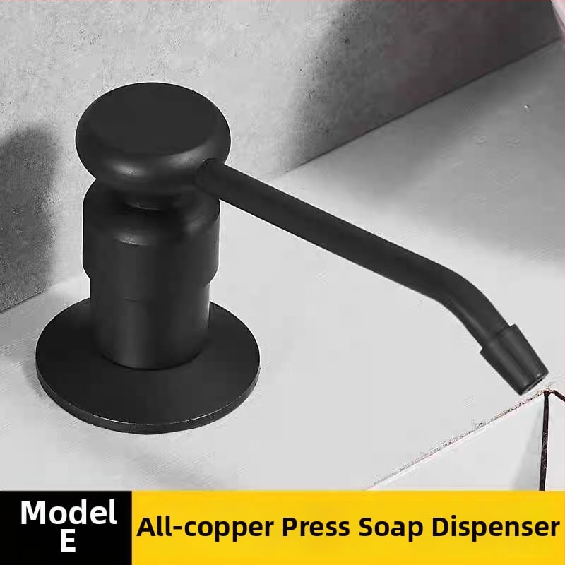 Диспенсър за сапун за кухненска мивка – голям капацитет, механизъм за натискане, корпус от мед и неръждаема стомана с бутилка ПЭ