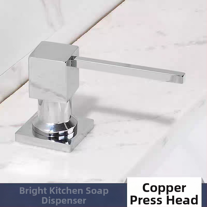 Диспенсър за сапун за кухненска мивка – голям капацитет, механизъм за натискане, корпус от мед и неръждаема стомана с бутилка ПЭ