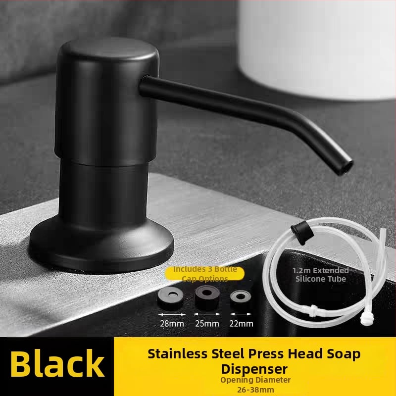 Диспенсър за сапун за кухненска мивка – голям капацитет, механизъм за натискане, корпус от мед и неръждаема стомана с бутилка ПЭ