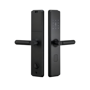 Okos ajtózár ujjlenyomat, jelszó, kártya és távoli feloldás funkciókkal — Tuya P2 testreszabott verzió; 100 ujjlenyomat tárolás, <0,5 s olvasás, FAR <0,001%, FRR <0,001%, azonosítás 1:N