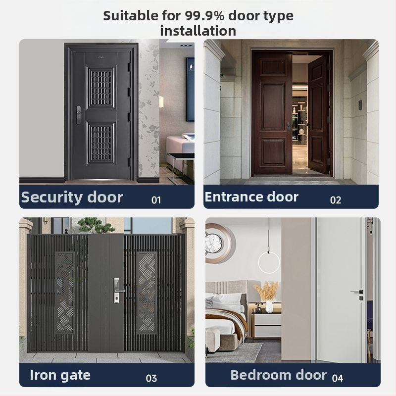 Okos ajtózár ujjlenyomat, jelszó, kártya és távoli feloldás funkciókkal — Tuya P2 testreszabott verzió; 100 ujjlenyomat tárolás, <0,5 s olvasás, FAR <0,001%, FRR <0,001%, azonosítás 1:N