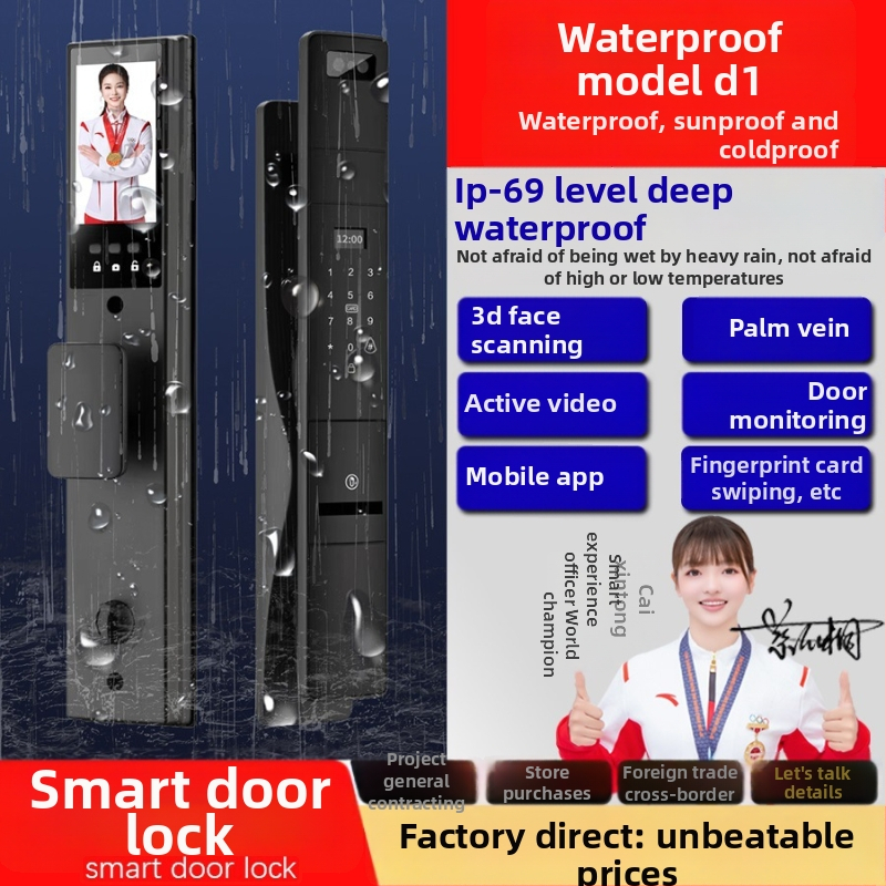 Okos ajtózár ujjlenyomat, jelszó, kártya és távoli feloldás funkciókkal — Tuya P2 testreszabott verzió; 100 ujjlenyomat tárolás, <0,5 s olvasás, FAR <0,001%, FRR <0,001%, azonosítás 1:N