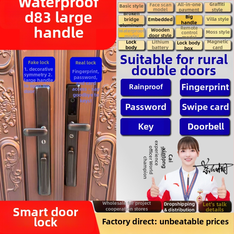 Okos ajtózár ujjlenyomat, jelszó, kártya és távoli feloldás funkciókkal — Tuya P2 testreszabott verzió; 100 ujjlenyomat tárolás, <0,5 s olvasás, FAR <0,001%, FRR <0,001%, azonosítás 1:N