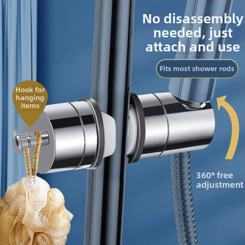 Držiak sprchový s vyvýšenou tyčou, univerzálny, bez vŕtania, nastaviteľné spodné sedenie a posuvný puzdro — Carpenter Ding