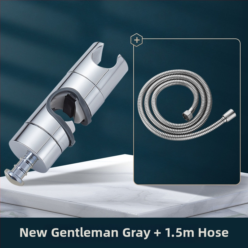 Držiak sprchový s vyvýšenou tyčou, univerzálny, bez vŕtania, nastaviteľné spodné sedenie a posuvný puzdro — Carpenter Ding