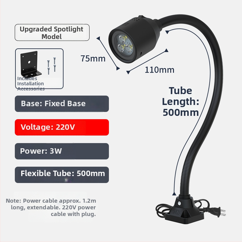 LED φως εργασίας μηχανουργείου με μαγνητική βάση και εύκαμπτο σωλήνα για τόρνο