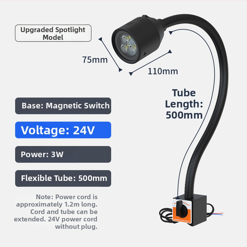LED φως εργασίας μηχανουργείου με μαγνητική βάση και εύκαμπτο σωλήνα για τόρνο