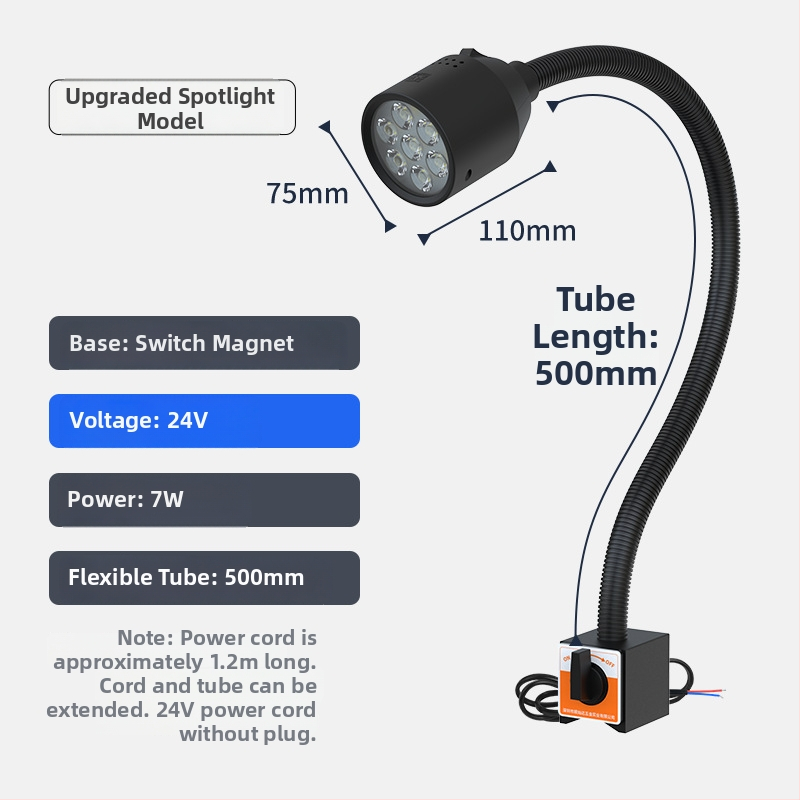 LED φως εργασίας μηχανουργείου με μαγνητική βάση και εύκαμπτο σωλήνα για τόρνο