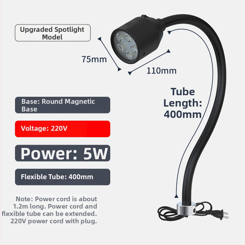 LED φως εργασίας μηχανουργείου με μαγνητική βάση και εύκαμπτο σωλήνα για τόρνο