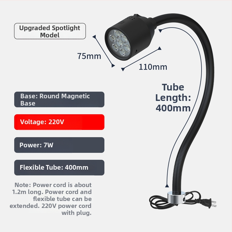 LED φως εργασίας μηχανουργείου με μαγνητική βάση και εύκαμπτο σωλήνα για τόρνο